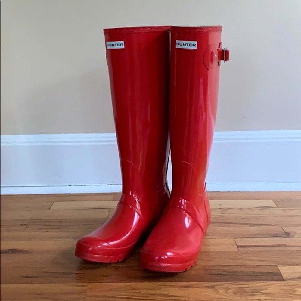 Like New Hunter Boots - Tall, Red, Glossy